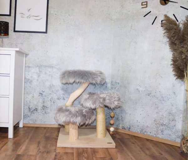 Naturkratzbaum 1015 Katzenkratzbaum Kratzbaum mit Kunstfell Buche Höhe ca. 70 cm