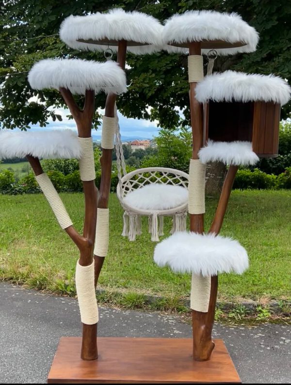 Naturkratzbaum 1032 Katzenkratzbaum, Kratzbaum für Katzen mit Höhle und Schaukel