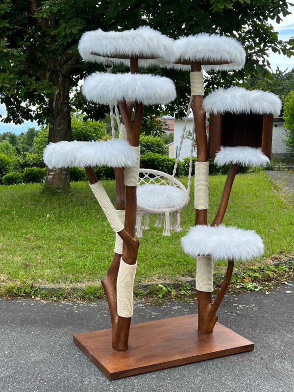 Naturkratzbaum 1032 Katzenkratzbaum, Kratzbaum für Katzen mit Höhle und Schaukel – Bild 2
